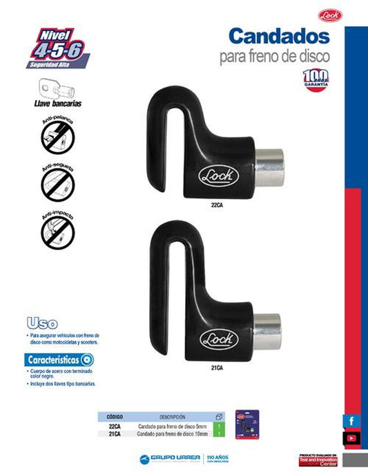 Candado freno disco 10mm Lock 21CA