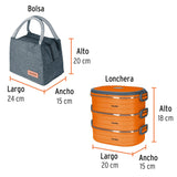 Lonchera térmica con 3 contenedores de acero inoxidable Truper 66076