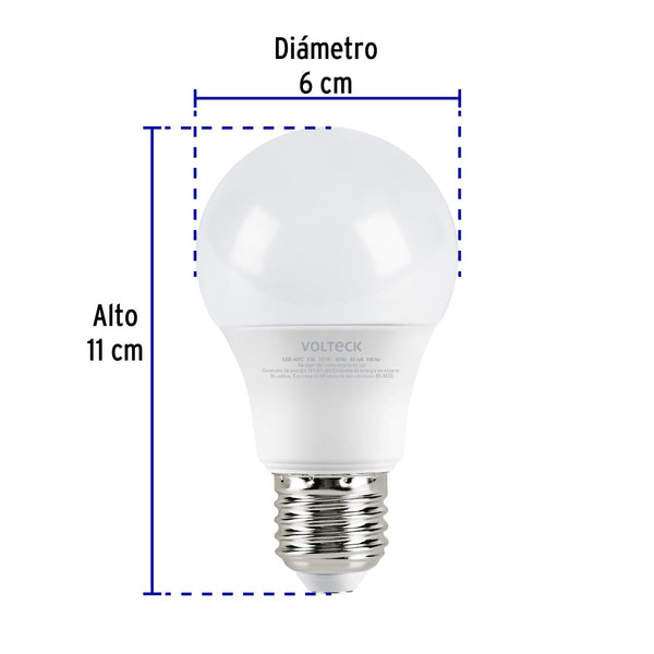 Lámpara LED tipo bulbo A19 6 W luz de día, Volteck 47544