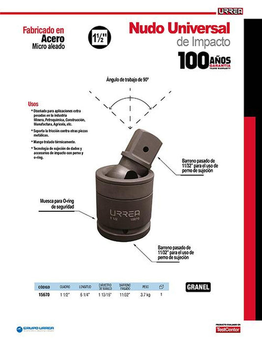 Nudo universal impacto 1-1/2" x 5 1/4" Urrea 15670