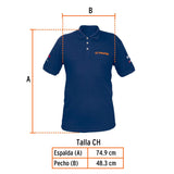 Playera tipo polo azul, para caballero, talla CH, Truper 60465