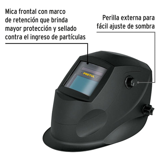 Careta electrónica para soldar, sombra 9 a 12, Pretul 27153