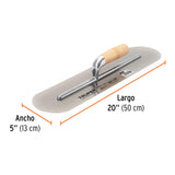 Llana canto redondo 20' x 5' con mango de madera, Truper 102680