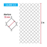 Rollo 20 m x 2 m malla ciclónica calibre 12.5 abertura 55 mm, Fiero 42951