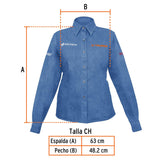 Camisa de mezclilla para dama, manga larga talla CH, Truper 62106