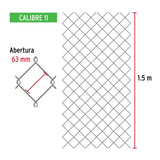 Rollo 20 m x 1.5 m malla ciclónica calibre 11 abertura 63 mm, Fiero 42939