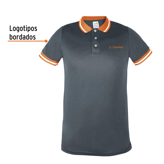 Playera tipo polo dry fit gris, para caballero, talla CH, Truper 61081