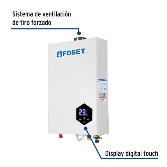 Calentador instantáneo modulante 24 L 4 servicios gas LP, Foset 48017