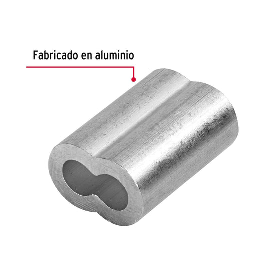 Bolsa con 50 casquillos dobles de aluminio, 1/4', Fiero 48367