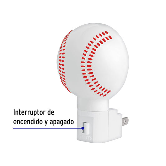 Luz de noche con lámpara E12, pelota de béisbol, Volteck 46289