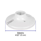 Portalámpara de porcelana, 4-1/2", redonda, Volteck 47915