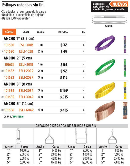 Eslinga redonda sin fin 2 ton x 2 m 101632