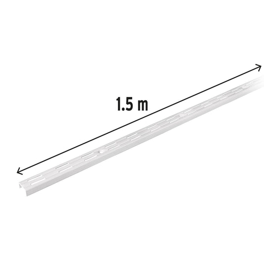 Cremallera doble blanca para ménsulas planas, 1.5m Fiero 47718