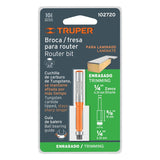 Broca para router, corte recto, 1/4' con balero, Truper 102720