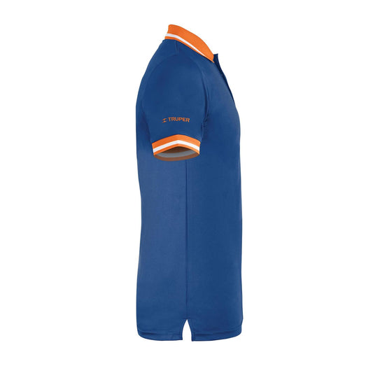 Playera tipo polo dry fit azul, para caballero, talla CH, Truper 69965