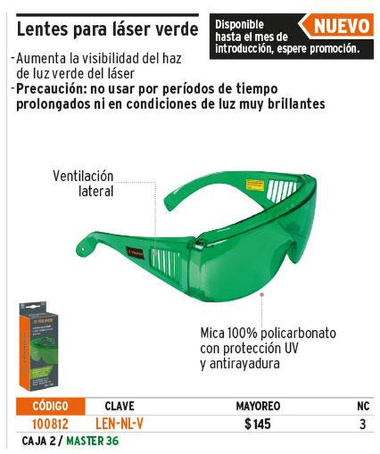 Lentes de seguridad para láser verde Truper 100812