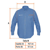Camisa de mezclilla para caballero, manga larga talla M, Truper 60337