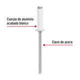 Bolsa c/50 remaches 1/8'x3/8' blancos de aluminio, ala 1/4', Fiero 46573