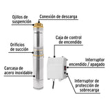 Bomba sumergible, tipo bala, 1/2 HP, agua limpia, Pretul 28205