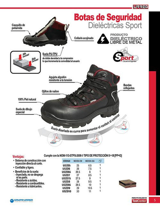 Bota de seguridad tipo Sport # 7 Urrea USZD7