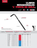 Llave hex L bola 3/16 HD URREA 49-3/16BPHD