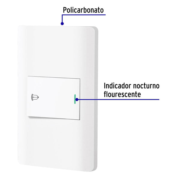 Placa armada blanca 1 interruptor de timbre 1.5 mód, Lisboa, Volteck 47963