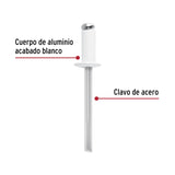Bolsa c/50 remaches 3/16'x3/8' blancos de aluminio, ala 3/8', Fiero 46579