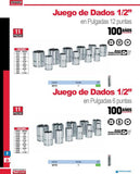 Juego de 11 dados en pulgadas boca 1/2" de 6 puntas Urrea 54115