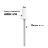 Bolsa c/50 remaches 5/32'x1/4' blancos aluminio, ala 5/16', Fiero 46575