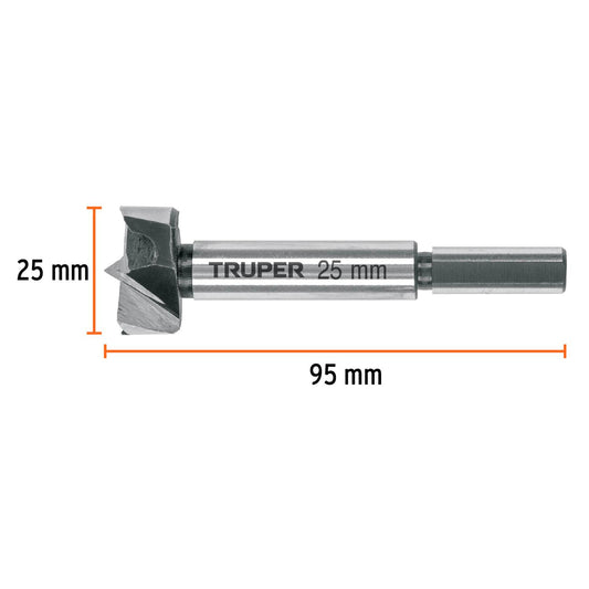 Broca forstner 25 mm para madera, Truper 102370