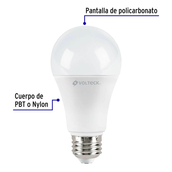 Lámpara LED tipo bulbo A19 14 W luz de día, caja, Volteck 46221