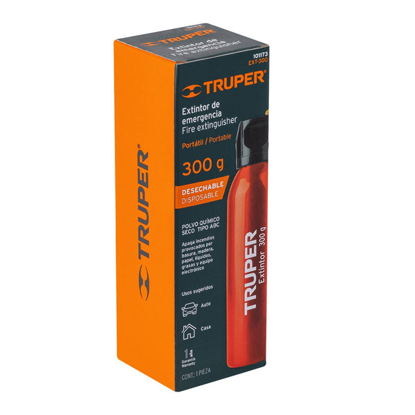 Extintor no recargable 300 g, polvo tipo ABC Truper 101173