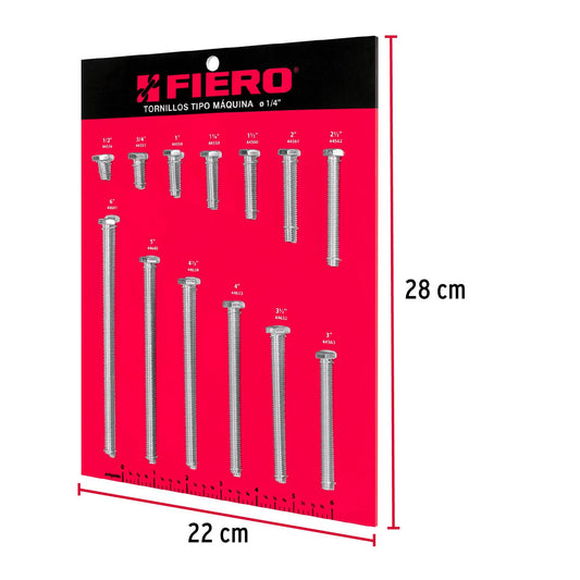 Exhibidor con tornillos tipo máquina, 1/4', Fiero 55896