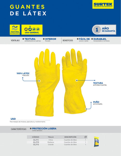 Guantes de látex de uso general M Surtek GLFM