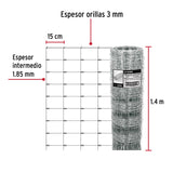 Rollo de 50 m x 1.4 m de malla ganadera de acero galvanizado, Fiero 42861