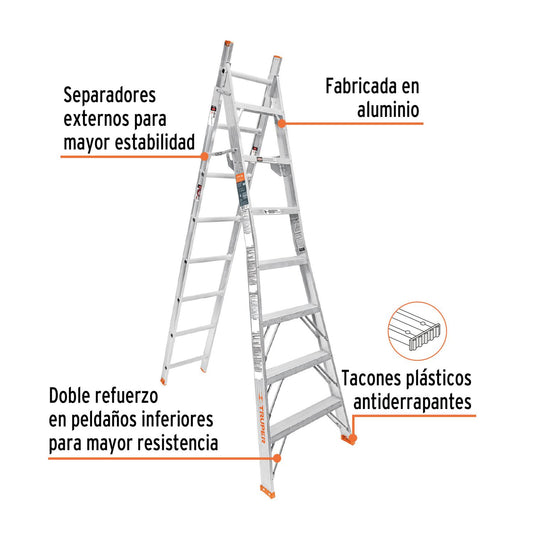 Escalera de combinación, tipo ll, 15 escalones, Truper 16747