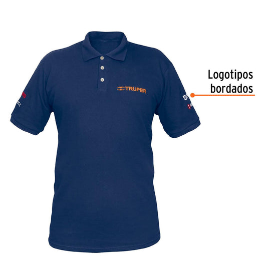 Playera tipo polo azul, para caballero, talla CH, Truper 60465