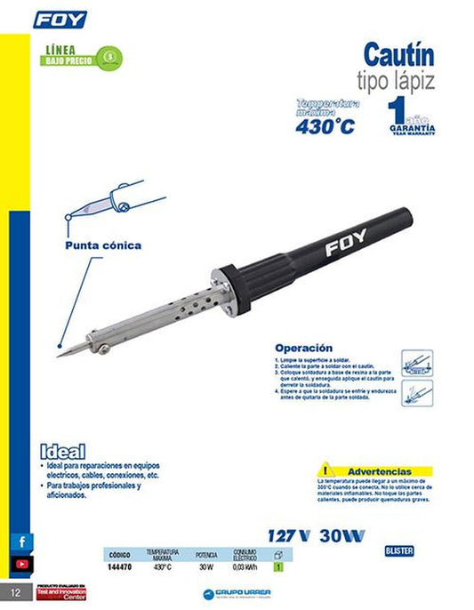 Cautin tipo lapiz 30W Foy 144470