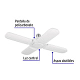 Lámpara LED 32W tipo ventilador, 4 aspas ajustables, Volteck 26124