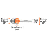 Broca para router, redondeado, 5/8' con balero, Truper 102726