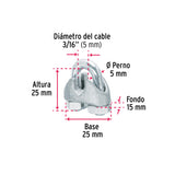 Bolsa con 50 nudos (perros) de hierro para cable de 3/16', Fiero 40705