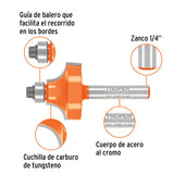 Broca para router, redondeado con moldura, 1-1/8' con balero, Truper 102725