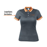 Playera tipo polo dry fit gris, para dama, talla G, Truper 61088