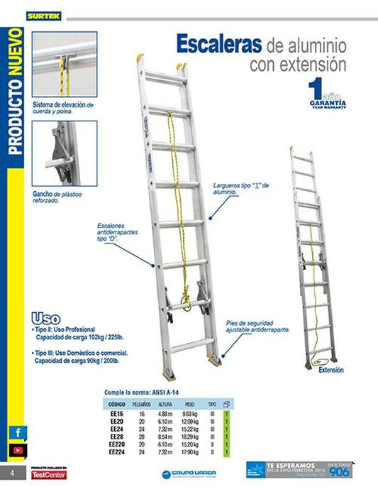 Escalera extension 16 esalones Surtek EE16