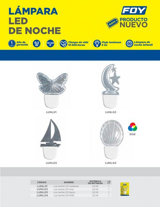 Luz LED de Noche Mariposa 240V Foy LUNL01