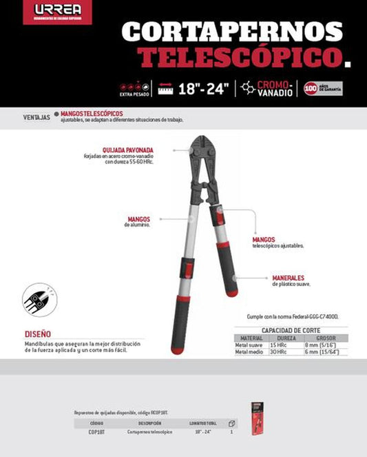 Cortaperno telescopico 18" Urrea COP18T