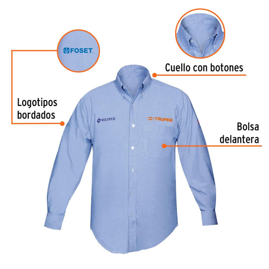 Camisa azul para caballero, manga larga talla XXXG, Truper 66013