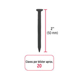 Blíster con 20 clavos negros para concreto 2', Fiero 40221