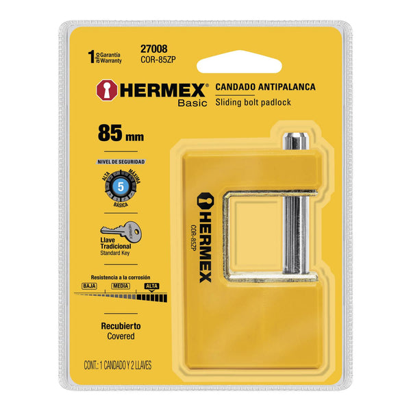 Candado antipalanca, 85mm, cuerpo metálico, Hermex Basic Hermex 27088